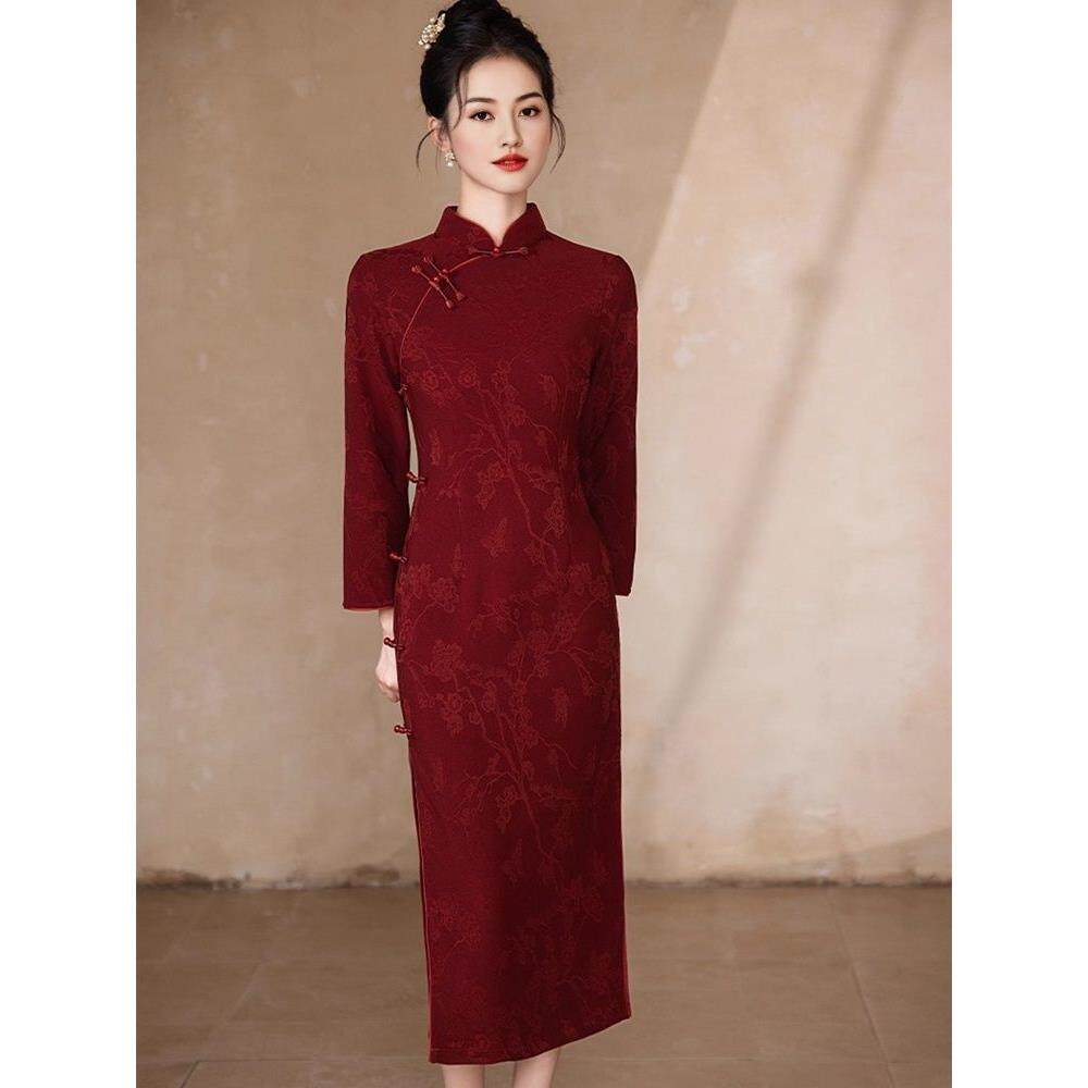 订婚服秋冬装高级长袖结婚礼服旗袍2026气敬酒中式新款质感新复古