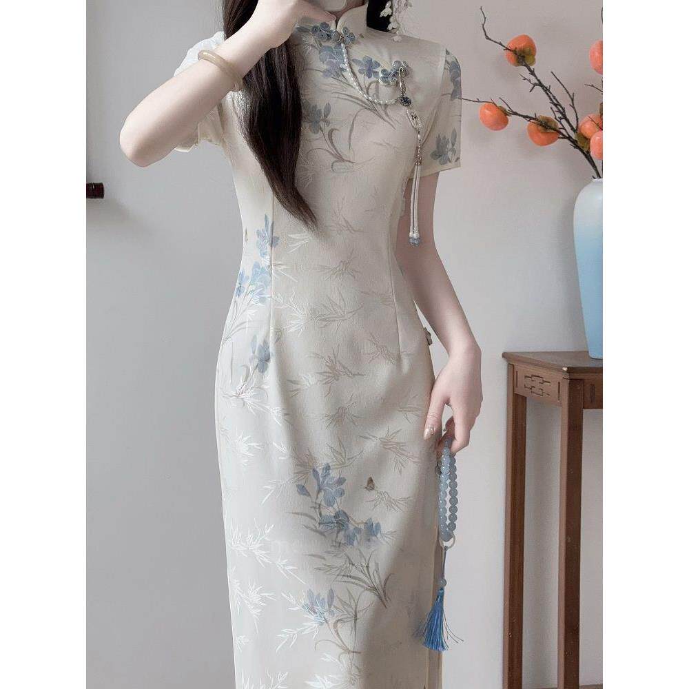 修身改良版连衣裙年轻中式旗袍高端新款国风休闲显瘦旗袍裙日常