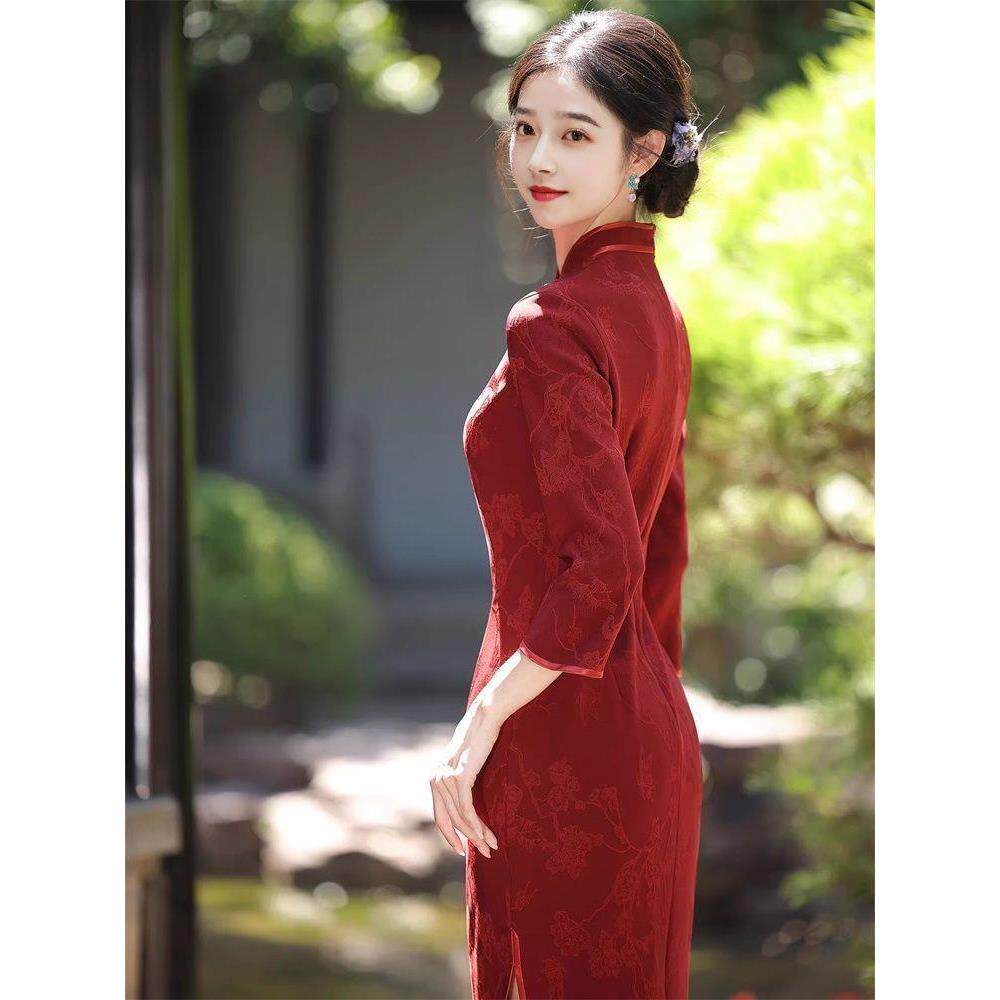 日常气质高级2026绝美穿感风新中国新款中式复古红色可旗袍