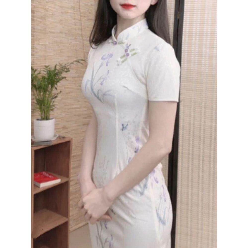 新款2026开衩绝旗袍裙子美国短袖连衣裙淑女风新复古中式夏季气质