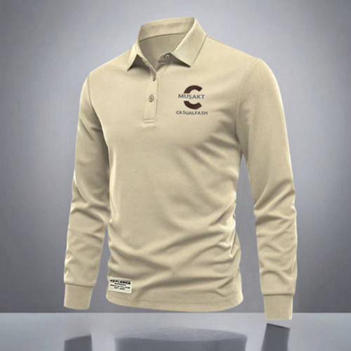 秋季长袖翻领POLO衫男士新款美式刺绣时尚休闲百搭体恤衫打底上衣