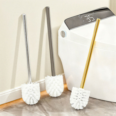 金色马桶刷杆无死角替换刷头通用