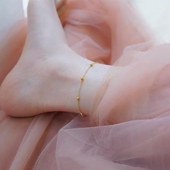 925纯银镀18K金满天星转运小金珠脚链 女夏百搭精致金豆脚链