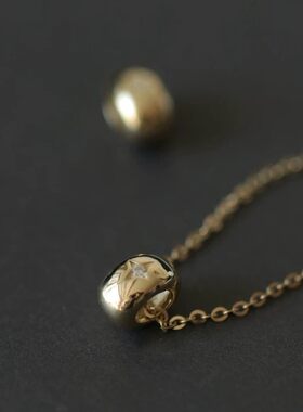 mini星芒转运珠 925纯银镀14k金小金豆吊坠挂坠配锁骨链项链ins风