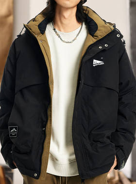 高端连帽羽绒服外套男户防