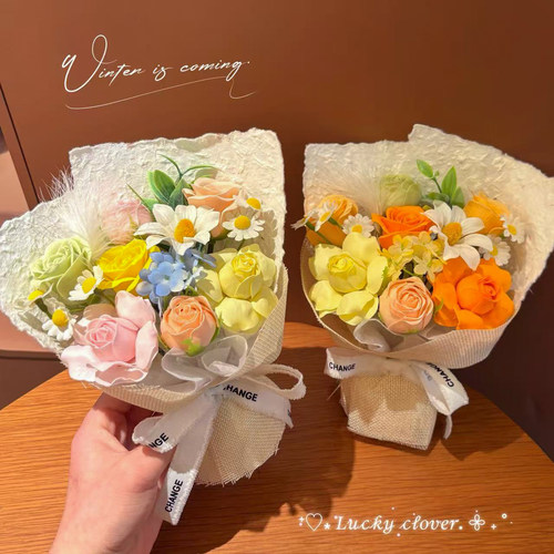 新款香皂玫瑰仿真花束成品