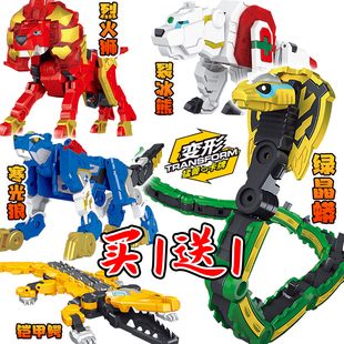 炫卡斗士模型手办绿晶蟒铠甲鳄烈火狮变形角色卡拼装玩具摆件礼物