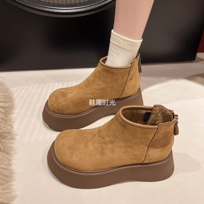 马丁靴厚底增高勃肯鞋女2025新款秋冬季加绒保暖雪地靴短靴二棉鞋