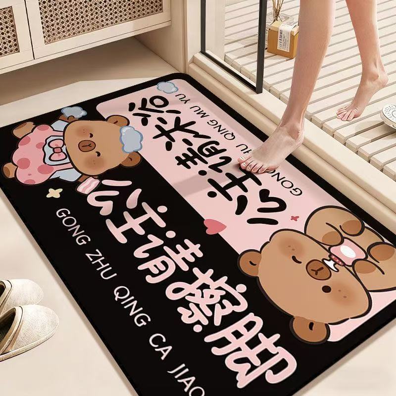 硅藻泥卡通浴室吸水速干地垫家用卫生间门口厕所地毯耐脏防滑脚垫