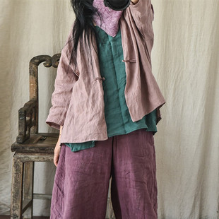 禅服禅意文艺改良汉服女中国风棉麻女装外套春秋款薄款盘扣上衣夏