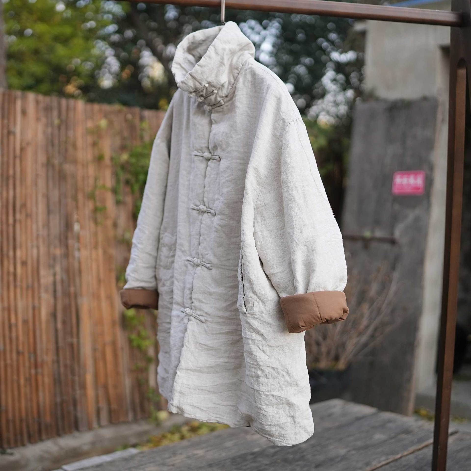 冬中式立领盘扣加厚棉服女复古