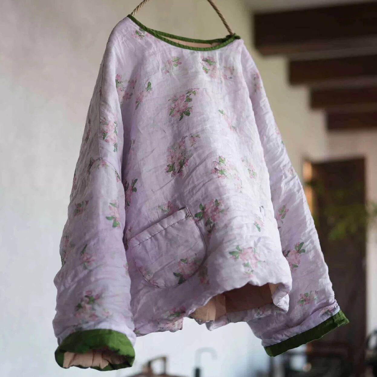 冬季女款柔软舒服苎麻小棉袄