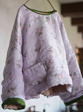 冬季女款柔软舒服苎麻小棉袄