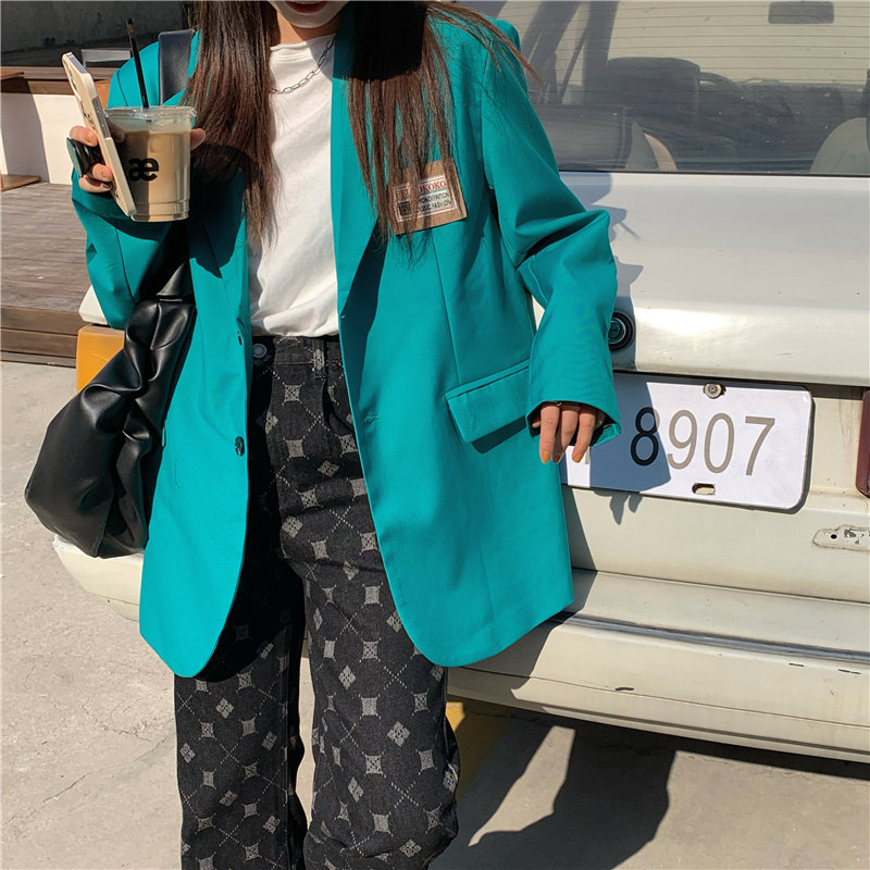 实拍实价 春季韩版宽松英伦风痞帅网红西服炸街小西装潮