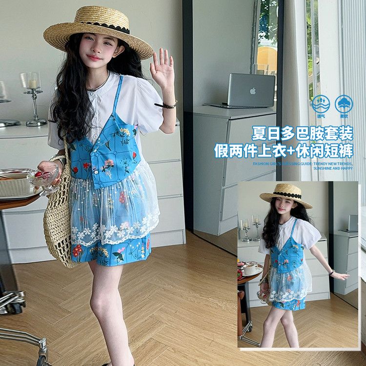 女童洛丽塔公主裙夏装2025新款网纱蓬蓬蛋糕裙法式小香风连衣裙
