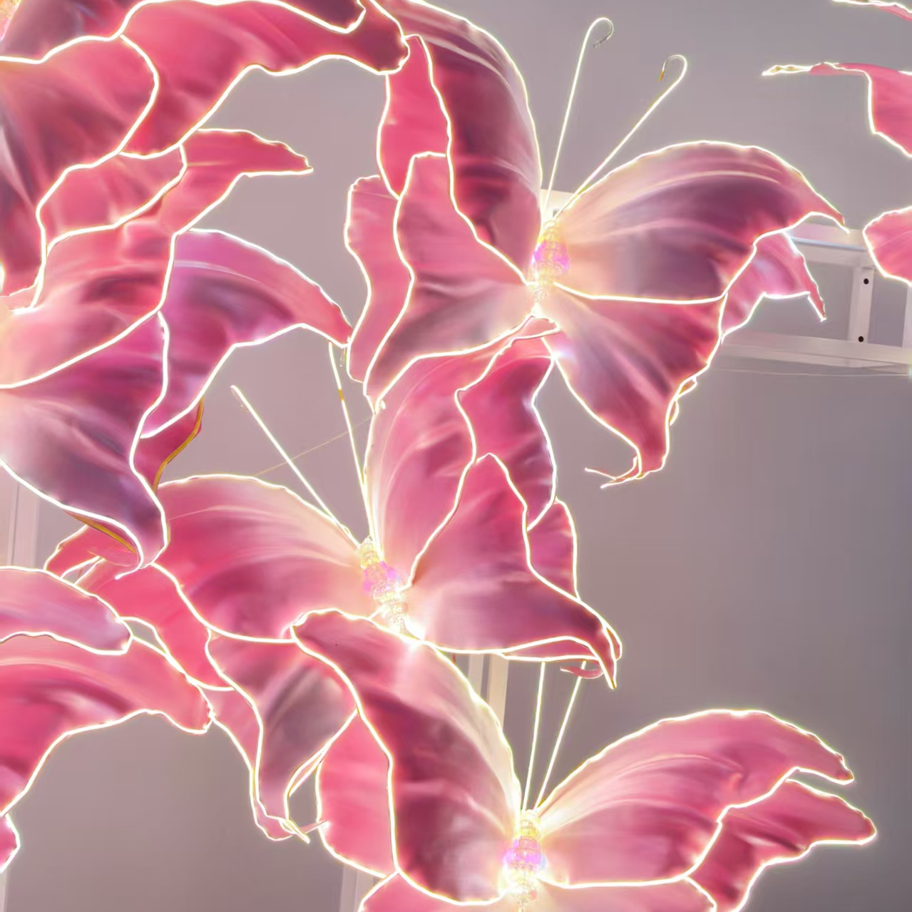 发光蝴蝶EVA花户外防水高级感EVA手工巨型纸花婚礼商场橱窗装饰