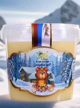 俄罗斯原装进口冬熊椴树蜜蜂蜜进口蜂蜜1250g罐装蜂蜜礼品