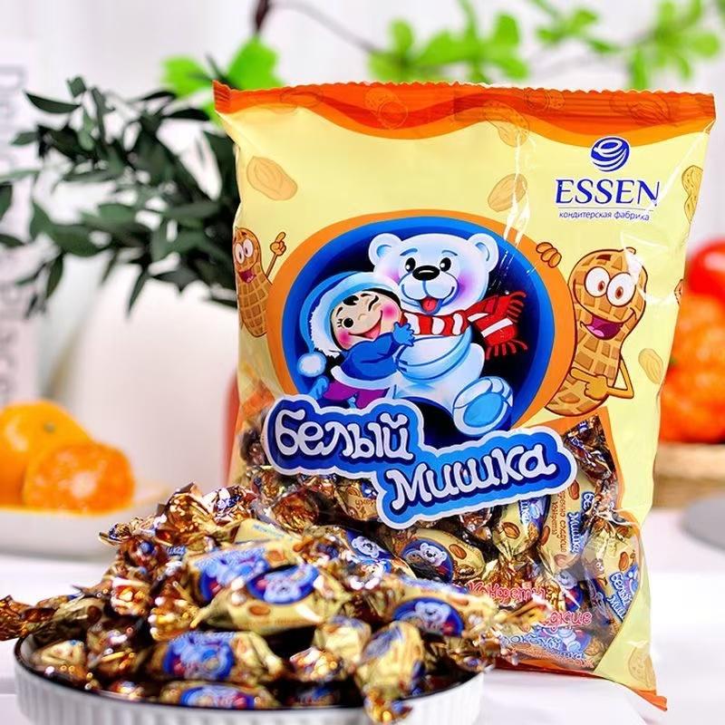 俄罗斯进口牛轧糖牛奶花生味