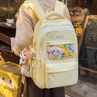 减压护脊书包女高颜值初中生多层大容量高中生小学生气垫双肩包女