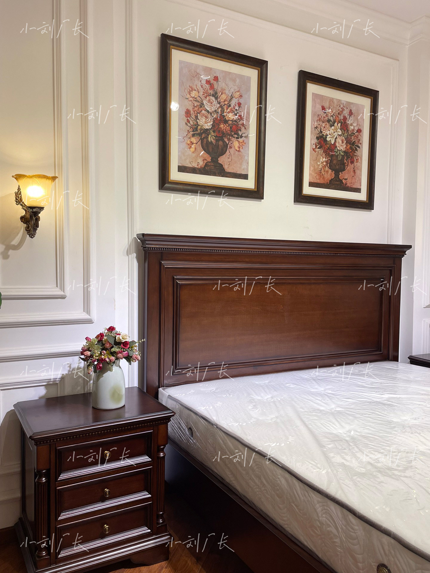 【小刘厂长】sf-b06金丝黄檀木美式床平头床