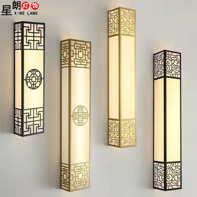 长条长壁灯客厅新中式酒店大堂长方形背景墙门柱柱子过道卧室壁灯