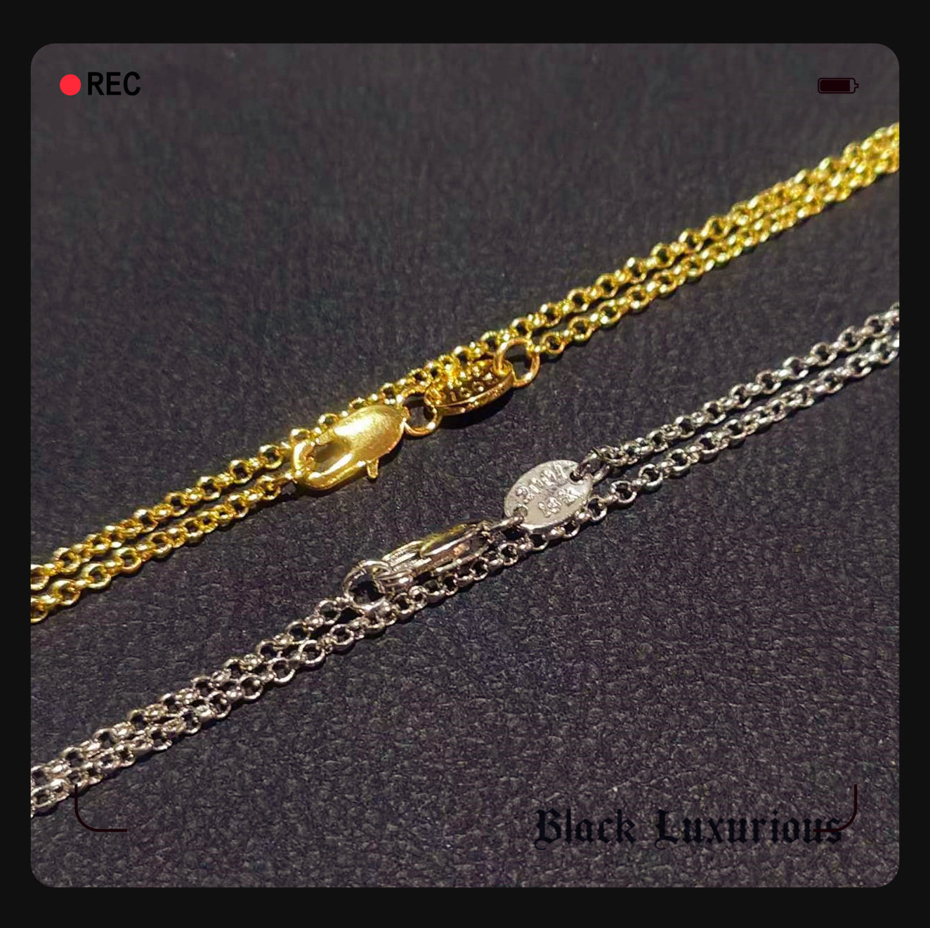 Black Luxurious电镀22K18K白黄金色刻字2MM珍珠O型项链配链