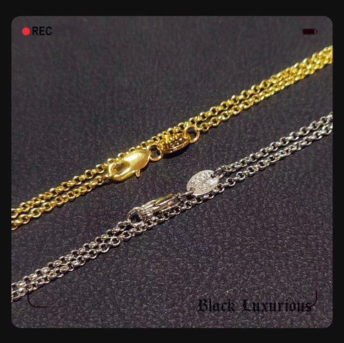 Black Luxurious电镀22K18K白黄金色刻字2MM珍珠O型项链配链