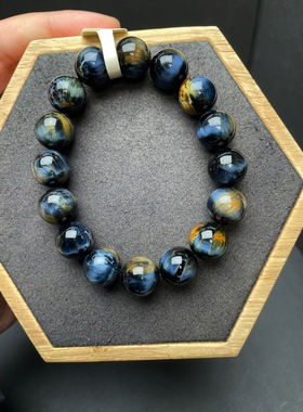 天然水晶彼得石手串手链蓝油画地球感意境收藏级男女款火彩手链