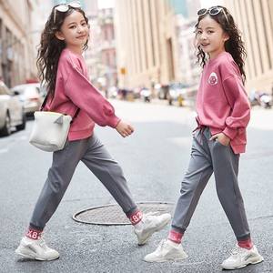 网红女童秋装套装2021新款卡通霸气洋气卫衣中大童时髦童装两件套