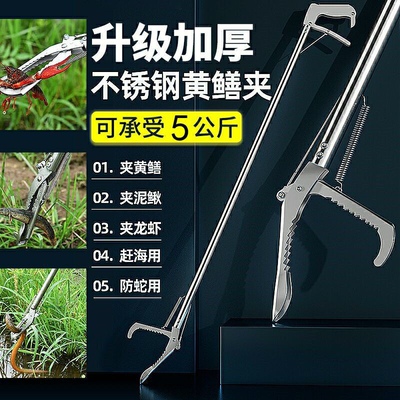 加长捕泥鳅黄鳝夹鳝鱼夹子不锈钢钳子防滑赶海神器抓螃蟹龙虾专用