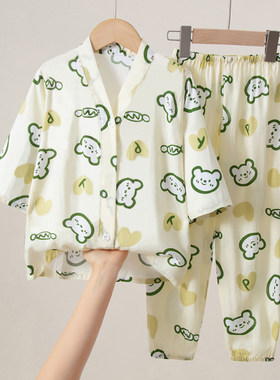 儿童棉绸睡衣家居服套装