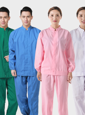 分体工作服套装工装制服蓝色白色工厂车间食品级洁净服食品厂劳保
