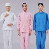 食品厂工作服套装 蓝色白色工厂车间食品级洁净服上班厂服 连帽工装
