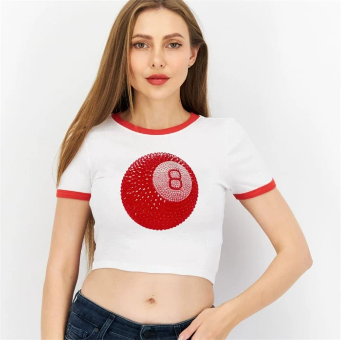 Европейский и американский стиль принтованный sexy короткий рукав короткая футболка топ женский Crop Top Tee Tshirt Женщина