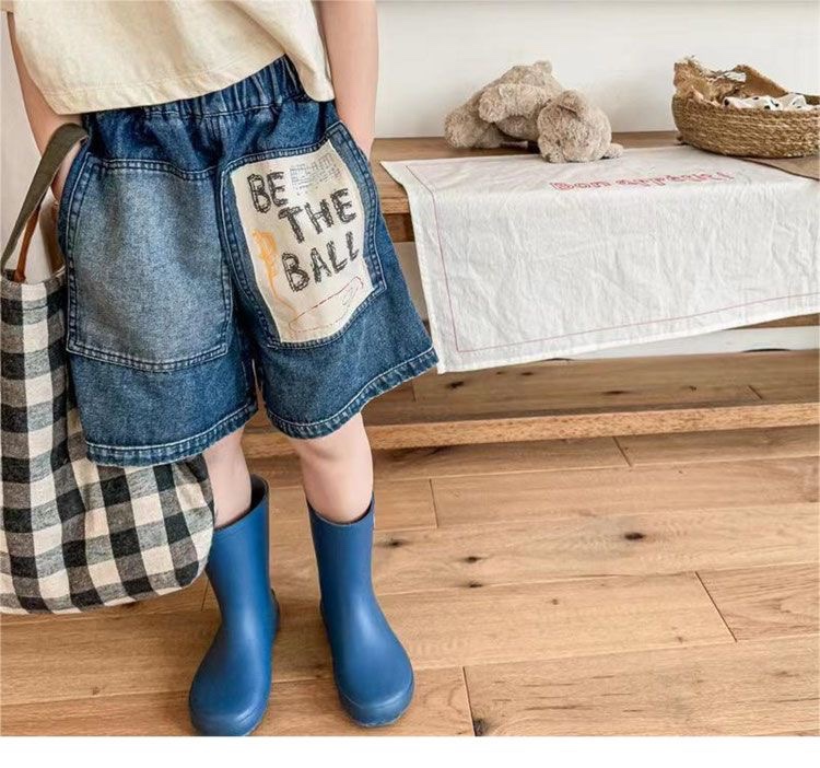 涂鸦贴布韩版儿童牛仔短裤