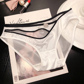 3送1透视交叉镂空腰蕾丝边性感内裤 女士优雅低腰诱惑三角裤