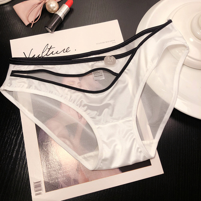 透视交叉镂空腰蕾丝边性感内裤