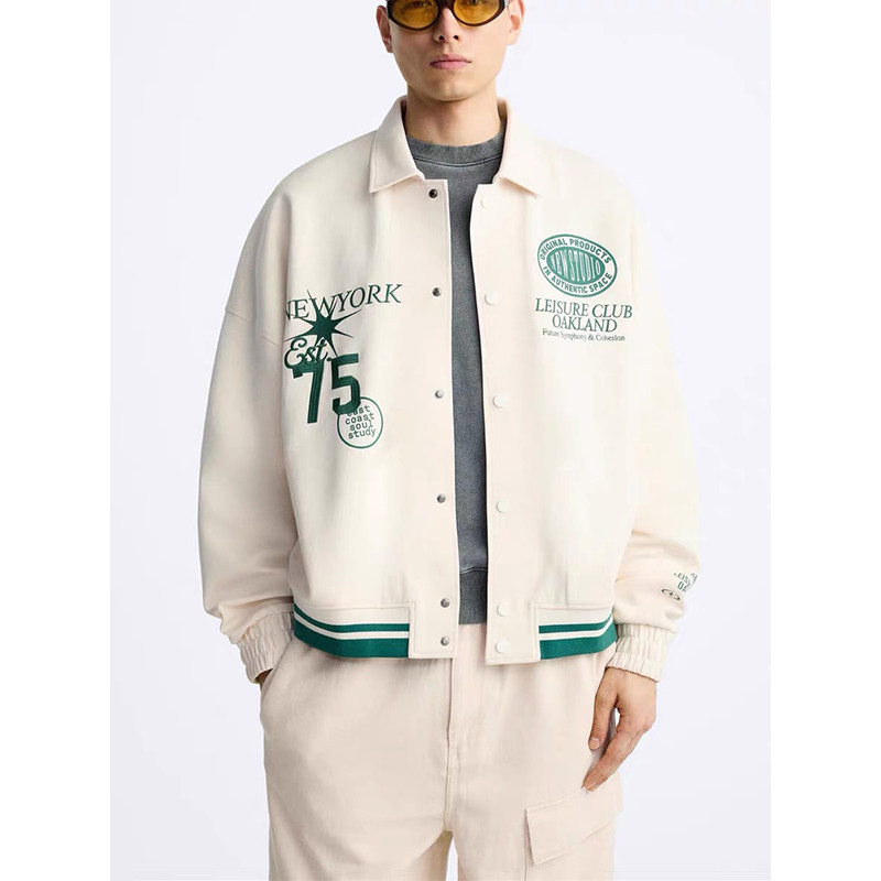 柜429！ZA秋季新品男装补丁饰飞行员棒球服夹克外套 4442442 712