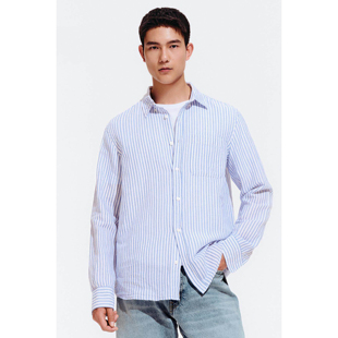 修身 男装 ZA26春夏新品 044 衬衫 1063411 直筒棉麻混纺长袖 柜329