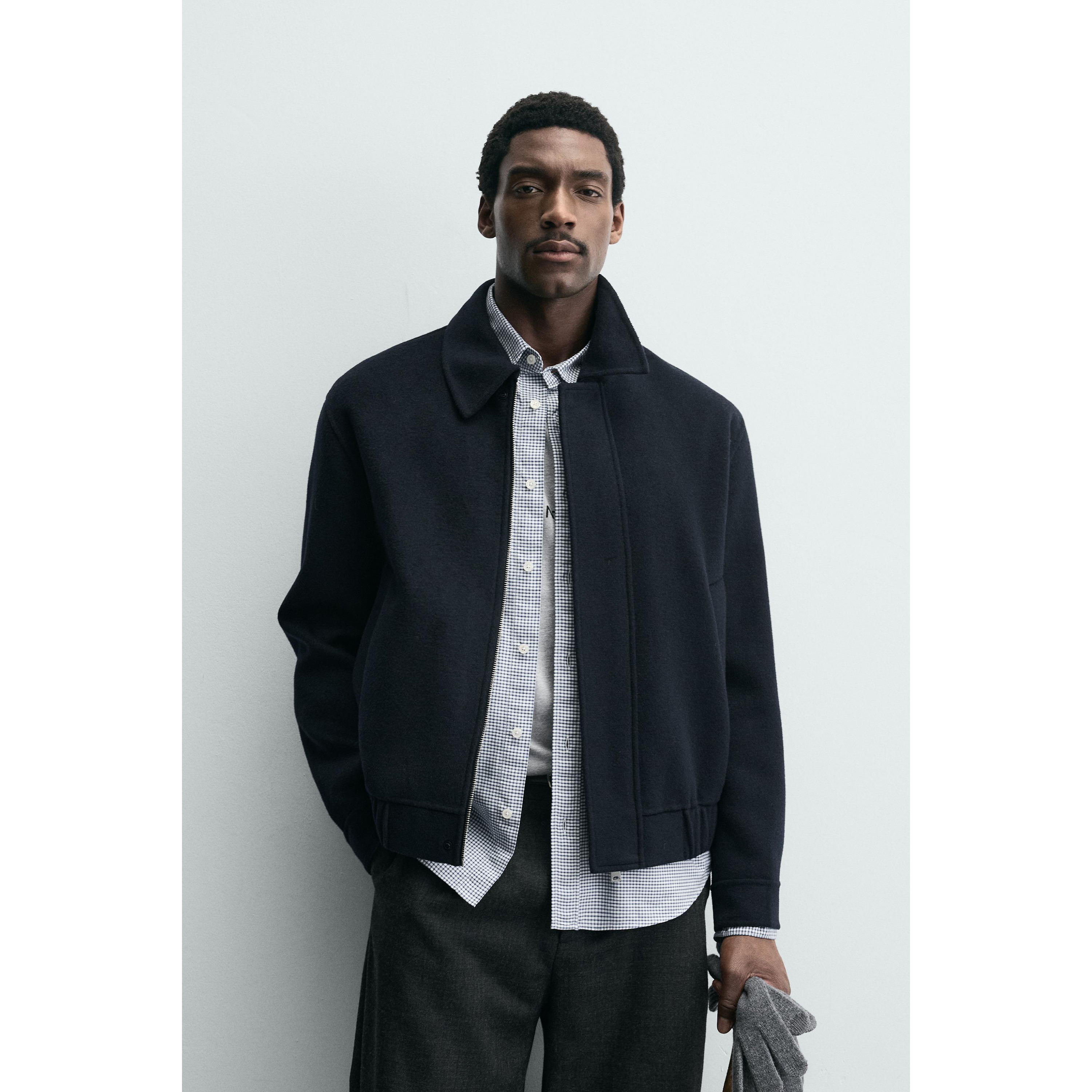 ZA 2025 冬季新品 男装 羊毛短款翻领长袖衬衫外套 5854404 401