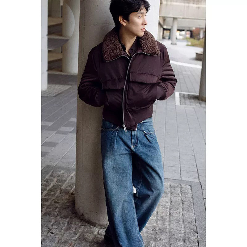 柜799！冬新品ZA男装科技面料短款抓绒棉服翻领夹克外套 3833210