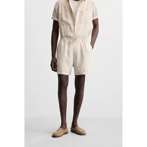 ZA 2025 夏季新品 男装 打褶饰修身直筒短款休闲短裤 2675402 712