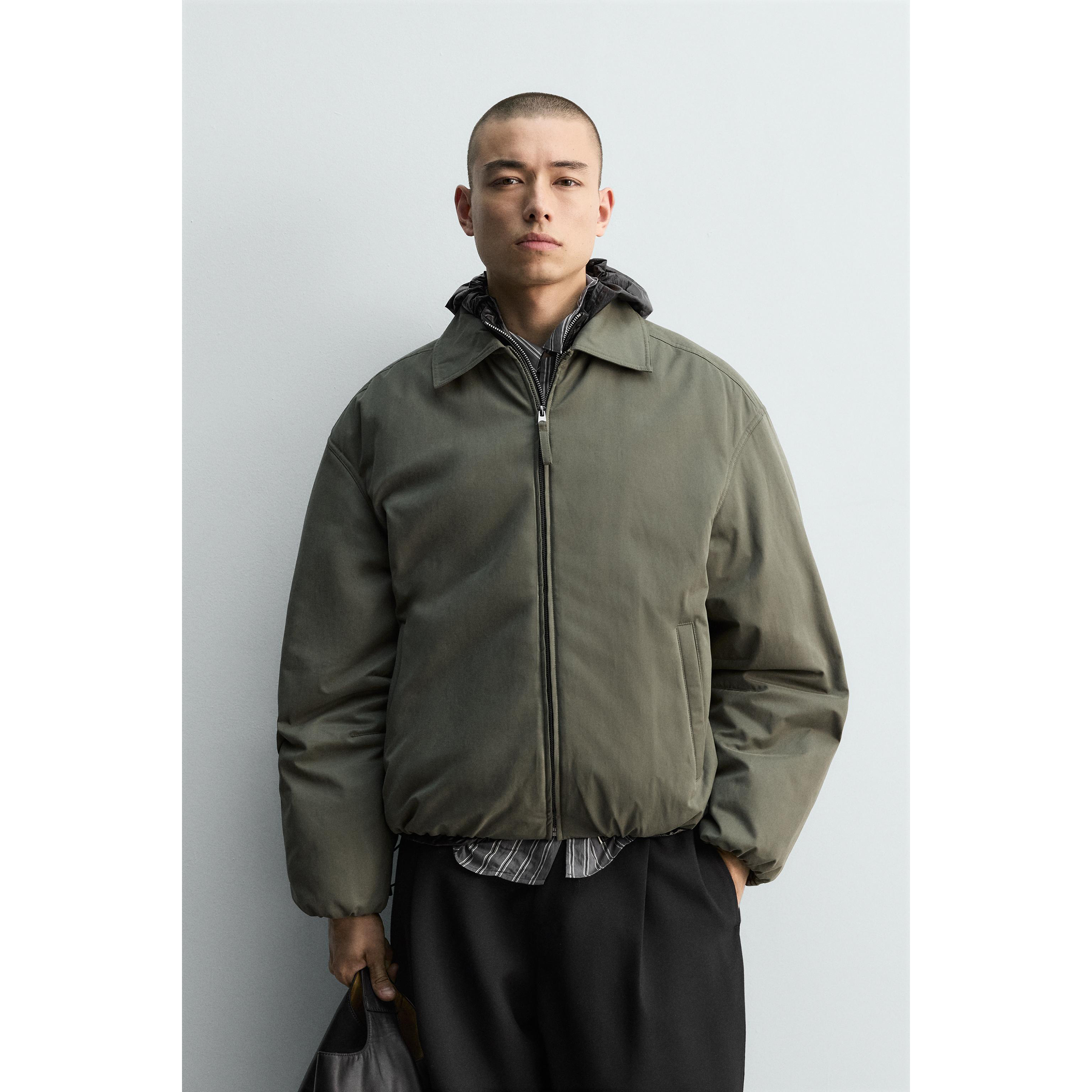 ZA 2025 秋季新品 男装 方正版型结构拉链夹克外套 3046312 500