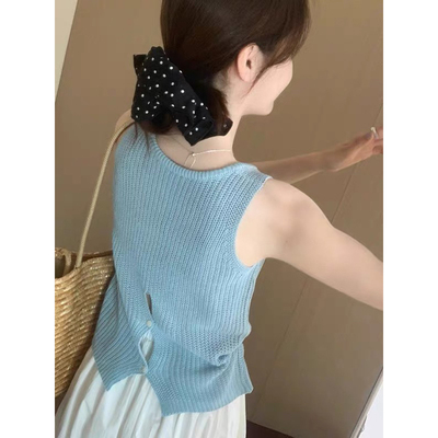 无袖冰丝吊带背心女设计感