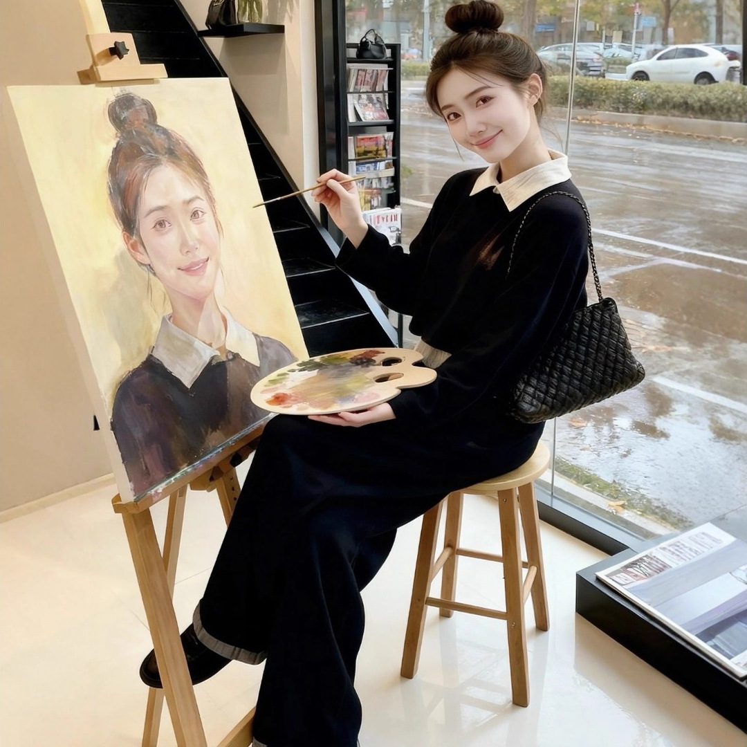 韩系灰色翻领轻熟打底针织POLO衫