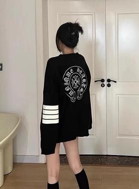 欧货秋冬季新款慵懒风撞色v领毛衣女长袖高级感小众软糯针织开衫