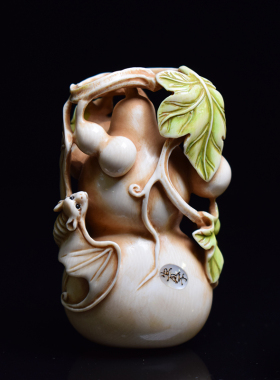 天然雕刻项坠挂件回流彩绘猛犸牙