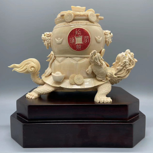 猛犸象牙雕刻招财龙龟摆件猛犸象牙龙龟猛犸牙制品猛犸摆件牙冰料