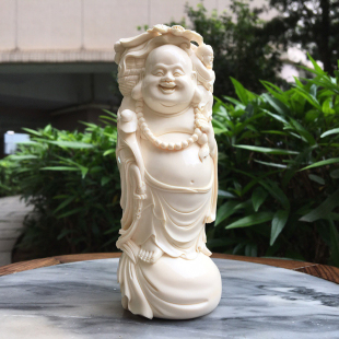 猛犸象牙雕刻如意弥勒佛摆件猛犸象牙雕刻摆件猛犸牙佛摆件牙冰料