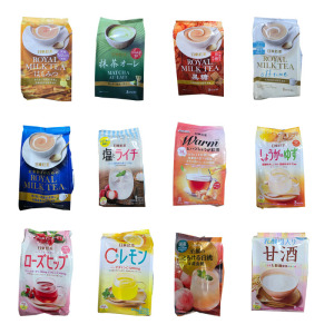 日本日东奶茶皇家红茶海盐荔枝青提草莓白桃汁抹茶味办公室速溶